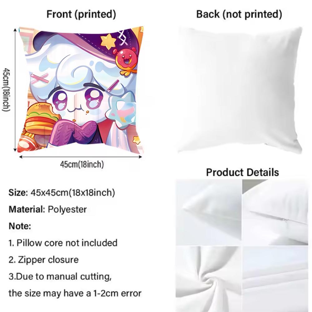 Hot Game C-Cookie Run Kingdom Cushion Cover Pattern Printed Pillowcase for Living Room Sofa Cushion Cover & Bedroom Decor