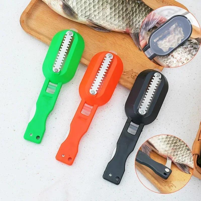 Kitchen Tools Fish Scale Scraper Fishing Scale Brush Graters Remove Fish Peeler Cleaning Brush Seafood Portable Accessories