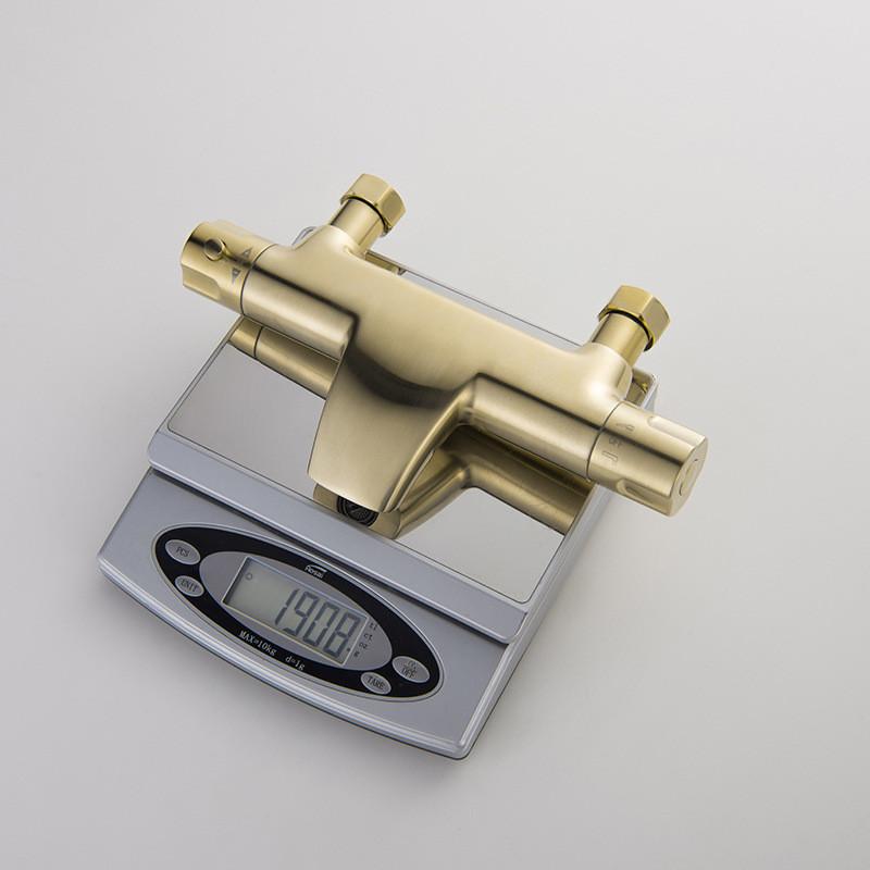 Brushed Gold Thermostatic Bathtub Shower Set Wall Mounted Brass Bathtub Faucet, Bathroom Bath and Shower Mixer Taps Brass