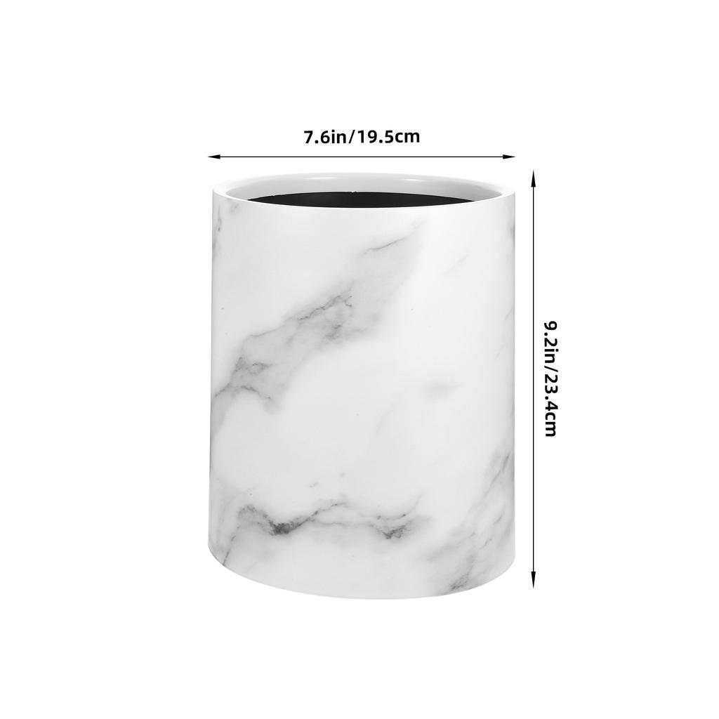 Double Layer Marble Texture Trash Can Plastic Waste Container Large Round Garbage Bin Decorative Wastebasket for Living Room