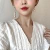 Fashion Bright Diamond Pearl Earrings Asymmetrical Long Earrings Show Face Thin Earline Women
