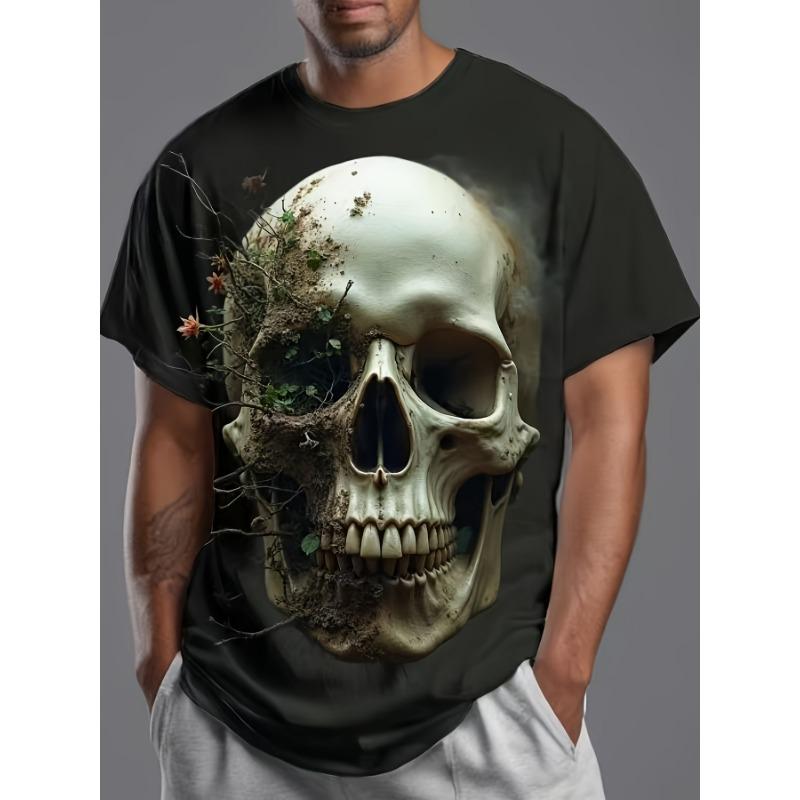 Men's Plus Size 3D Lion Pattern T-Shirt - Bold Black & Golden Animal Printed Short Sleeve Crew Neck Shirt,