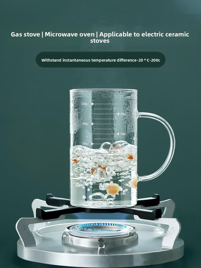High Borosilie Glass Cup with Sc Large Capaci 000ml Tea Brewing Cup Heat Resistant Lid Included Home Use Water Cup