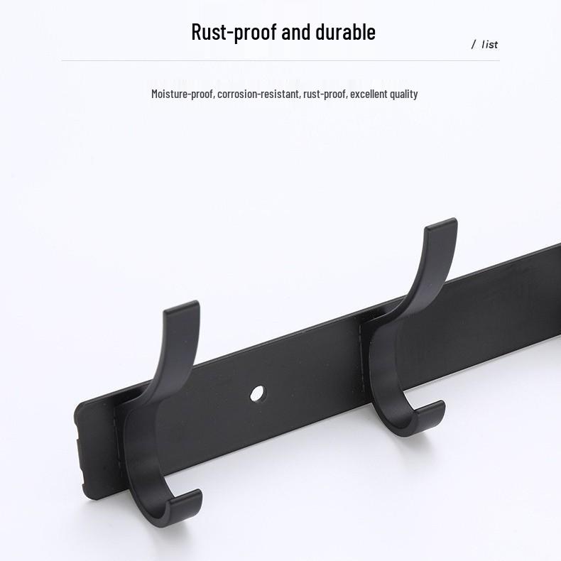 K Border No-Drill Solid Aluminum Coat Hook - Black/Gray