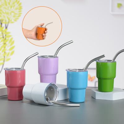 Mini 3 Oz Bardak Vakumlu Şarap Viski Yalıtımlı Bardak Paslanmaz Çelik Kahve Kupası Pipetli Şampanya Parti Hediye Kupası