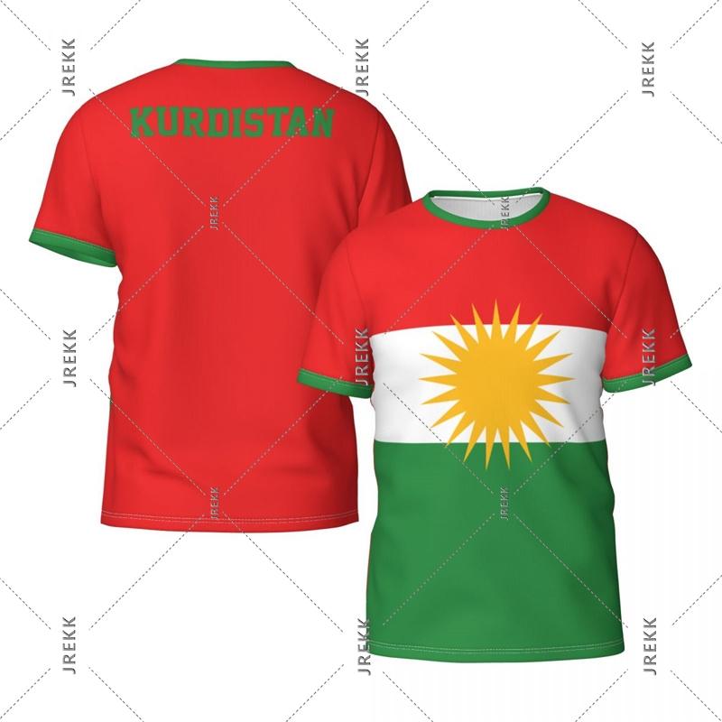 Kurdish Flag Print T-shirt for Men Football Sport Street Casual Short Sleeve O-neck T Shirts Run Summer Fashion Kurds Tee Top