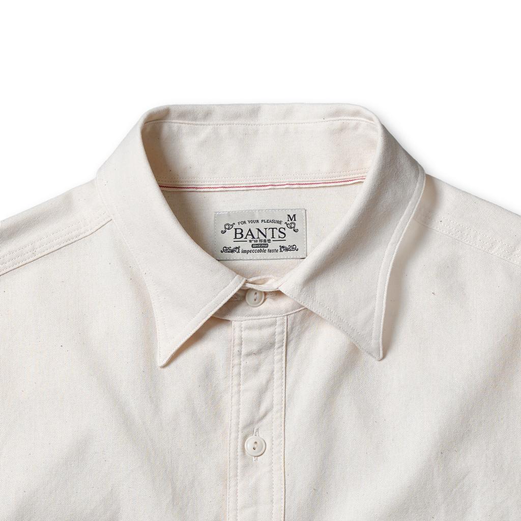 Bancheu Bgs Chambray Selvedge Cotton Work Shirt - Ecru
