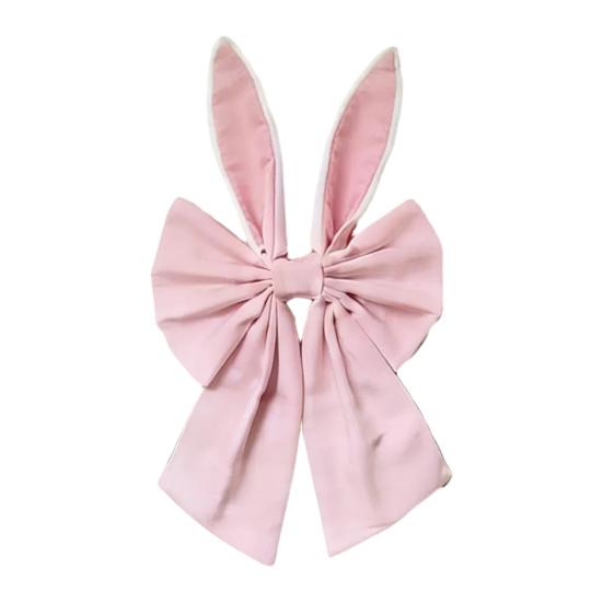 

16 Inch Easter Wreath Bows Happy Easter Bunny Ear Bow for Tree Topper Decorative Fabric Bow for Spring Holiday D