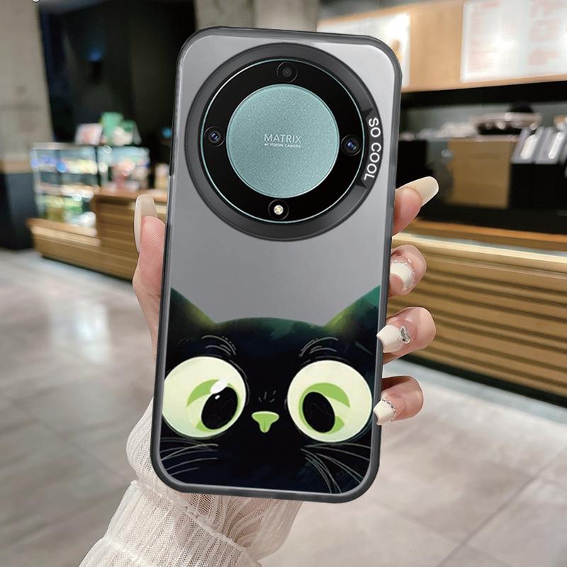 

Чехол для Honor X9a X9b X9c 5G Magic5 Magic6 Magic7 Lite Мультяшный Черный Кот Матовый Лазерный Жесткий Задний Чехол для Honor Magic 7 6 5 Lite Honor X9B 5G
