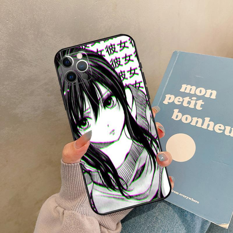 Sad Japanese Anime Aesthetic Case For iPhone 18 17 Air 13 16 15 11 12 14 Pro Max 13 mini XR 15 16 Plus 16e Back Cover Shell