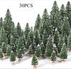 A Set of Five Sizes Mini Christmas Trees Artificial Bottle Brush Trees with Wooden Base ForChristmas Home Table Craft Dress Up