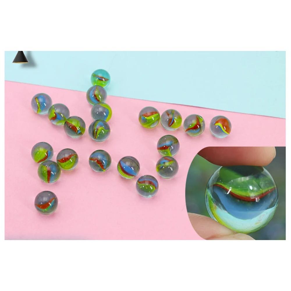 20pcs Children Glass Ball 16Mm Cream Console Game Stress Pinball Machine Cattle Small Marbles Pat Toys for Kids Machine Beads