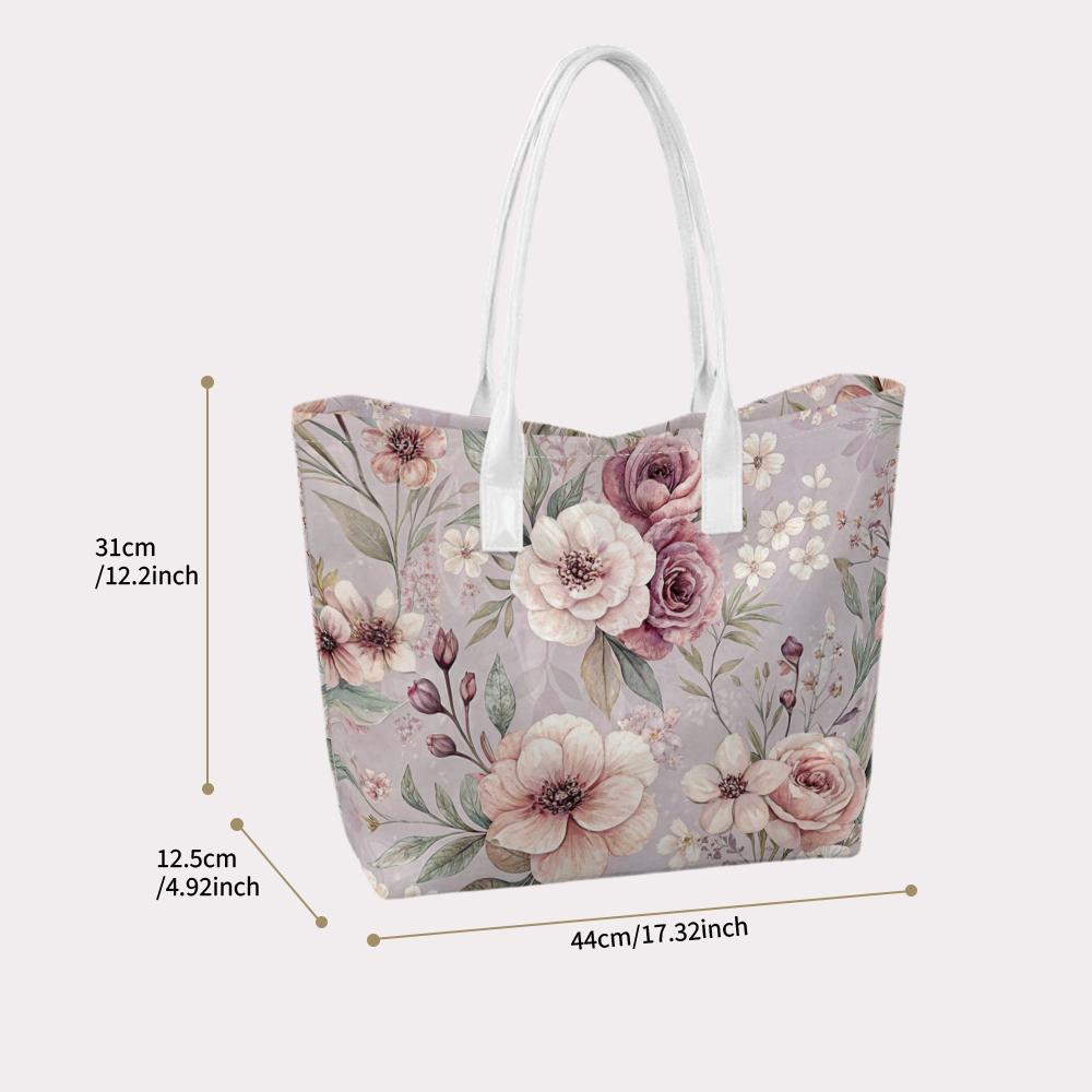 Elegant Floral Shoulder Tote Bag Ladies Fashion Casual Daily Handbag for Outdoor Shopping Travel Commute