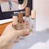 10Ml Wooden Cap Spray Bottle Clear Glass Spray Bottle Perfume Sample Vials Portable Refillable Cosmetic Empty Atomizer Gold Cap