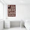 Vintage Rustic Metal Tin Sign 'DRINK GOOD BEER WITH GOOD FRIENDS' Retro Beer Mug Illustration Home Bar Club Decor