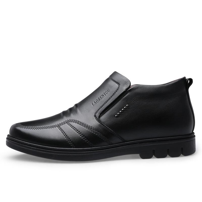 

Old man head business high-top casual men s shoes winter velvet first-layer cowhide leather shoes men s leather shoes men s 70681 38 чёрный