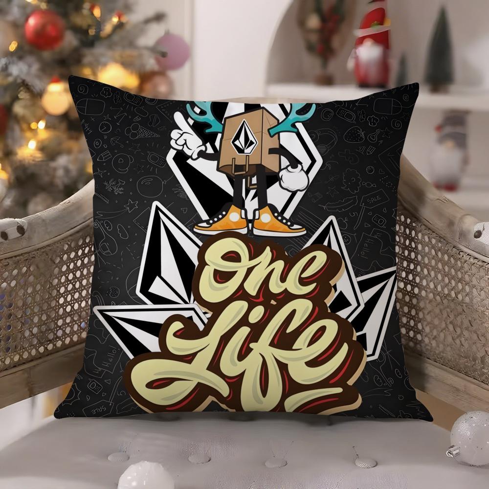 Extreme Sports Stone Volcom-V Pillow Case Comfort Sofa Bed Silky Elegant Invisible Zipper Decorative Cushion Cover