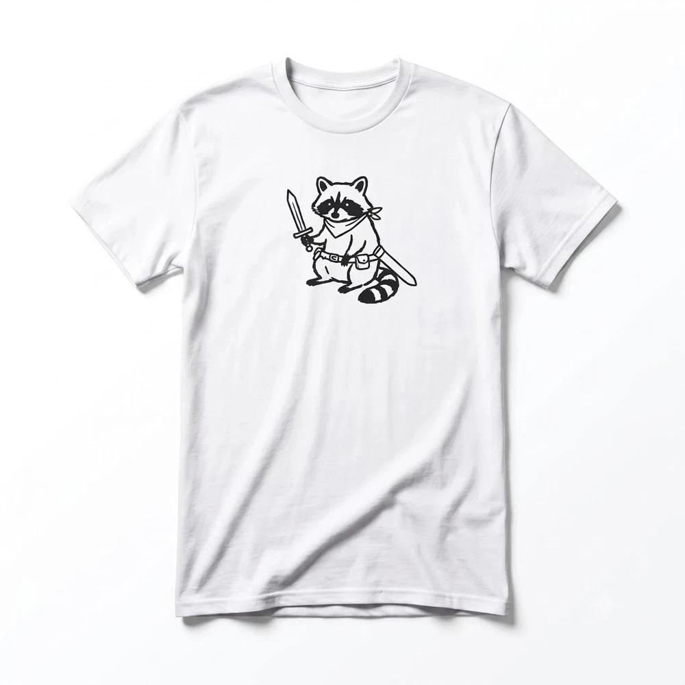 Sword Wielding Raccoon Funny Racoon Gift For Friends White TShirt S