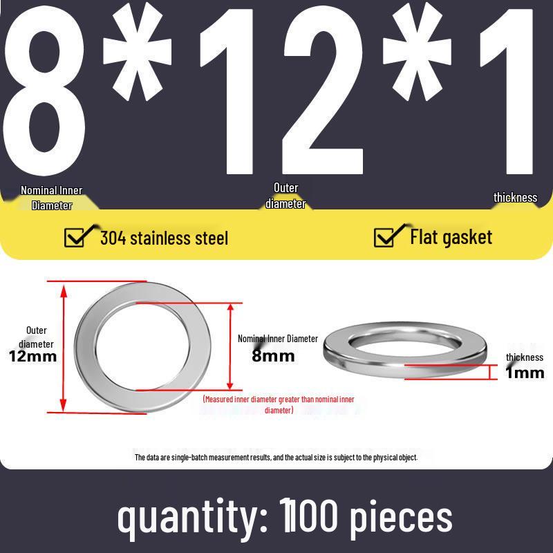 Plochá podložka z nerezové oceli 304 pro nastavení vůle hřídele (0,1/0,2/0,3 mm)