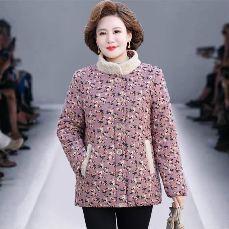 Padded clothes women's winter clothes velvet new coat padded clothes floral versatile thickened padded jacket