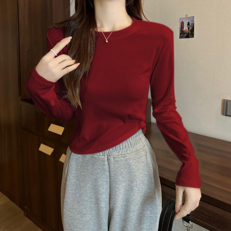 

Женская хлопковая футболка с длинным рукавом: Похудение, универсальность, идеальный вариант для весны и осени. Medium