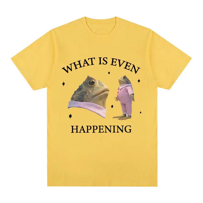 What Is Even Happening Funny Frog Meme Tee Shirt Men Fashion Vintage Short Sleeve T-Shirts Unisex High Quality Oversized T-shirt