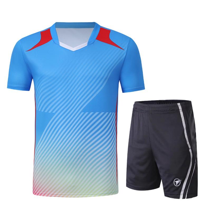Unisex Badminton Sport Set Short Sleeve Top Shorts Men Women Kids Athletic Wear