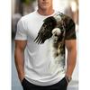 New Summer Fashion Men's 3D Printing Graffiti Pattern Loose T-Shirt Street Trendy Casual Short-Sleeved Oversized Male Clothing Eagle Patterned T-shirt