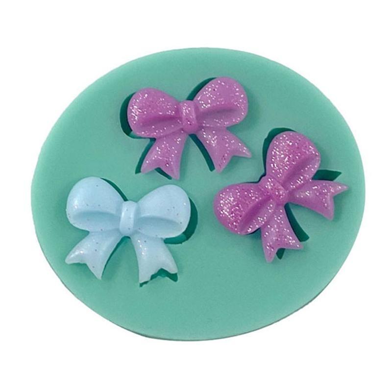 Mini Love Heart Bow Silicone Mold Handmade Soap Making Mould for DIY Baking Fondant Chocolate Wedding Cake