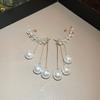 Zinc Alloy Needle Water Drop Pearl Flower Tassel Earrings for Women French Vintage Palace Style Drop Earrings Vintage Zircon