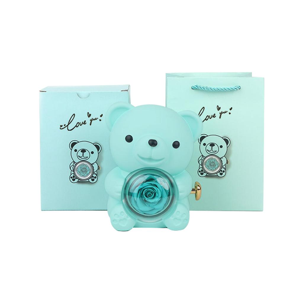 Romance Bear Box With Preserved Rose Elegant For Valentines' Day Mother's Day Weddings Anniversaries Various Color Romance Box