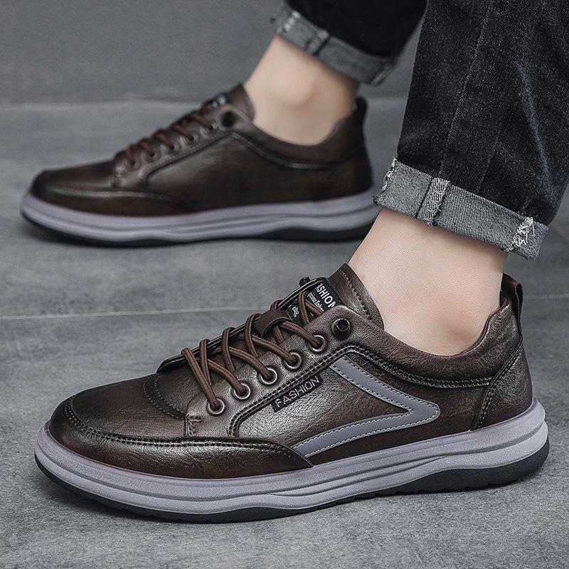 Neue Herrenschuhe Sneaker Hohe Qualität Low Top Leder Freizeitschuhe Nähstil Flats Weiße Farbe Sportlich Atmungsaktiv Rutschfest Schuhe