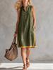 European and American summer new women's clothing women's V-neck sleeveless casual loose cotton and linen dress