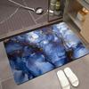 Royal Blue Gold Vein Bath Mat Luxury Marble Effect Non-Slip Silicone Backing Rug Sophisticated Floor Cover