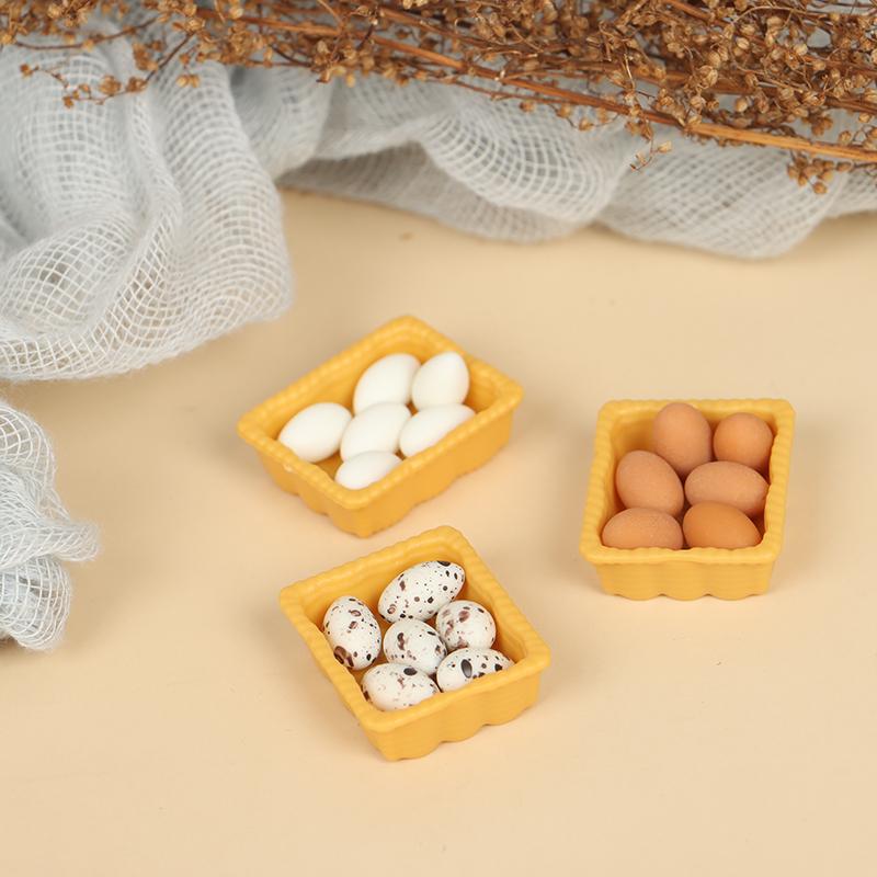 1:12 Dollhouse Miniature Mini Egg With Tray Kitchen Accessories Model Toys