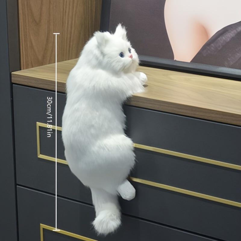 1pc Charming Handmade White Cat Plush Toy with Blue Eyes Cozy Simulation Pet, Ideal for Home Decoration Unique Gift, 160g