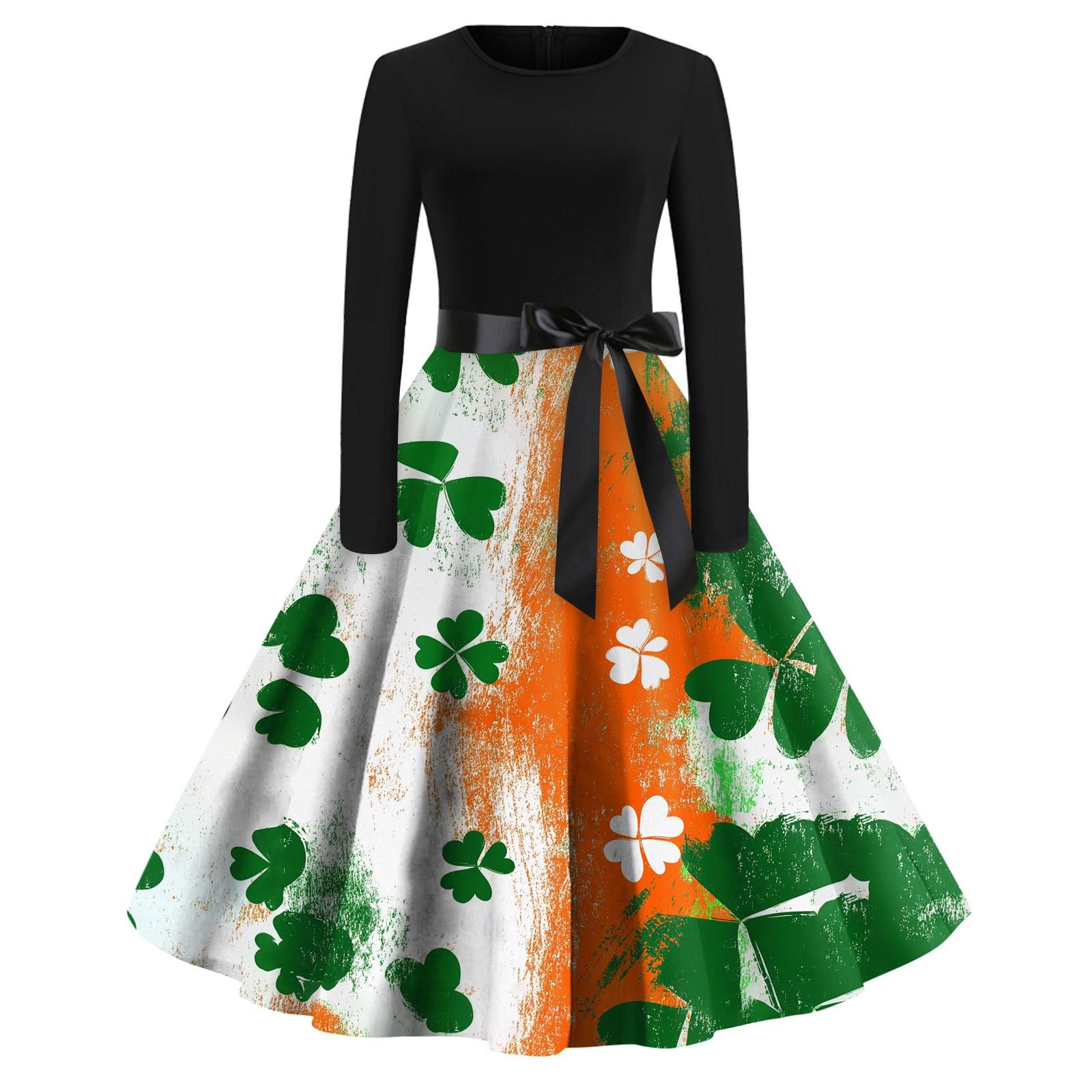 

Женское платье с круглым вырезом и большим подолом, плиссированная юбка с длинными рукавами, платье XXXXL оранжевый