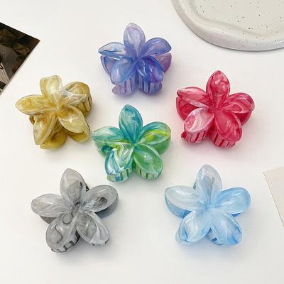 Neue Mode Halo gefärbte Blume Krallenclip für Damen Süß Frisch Pan Haar Großer Haiklammer Mädchen Urlaubs Haaraccessoires