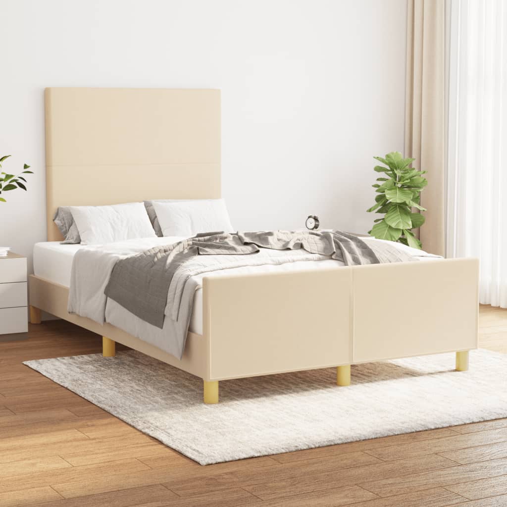 Bed Frame without Mattress Cream 120 x 190 cm Fabric