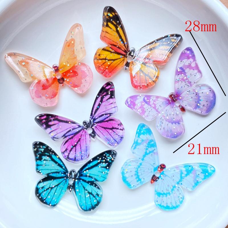 10 Stück Harz Lieblich Gemischt Süße Farbe 3D Schmetterling Cabochon Scrapbook Kawaii DIY Verzierungen Zubehör K59