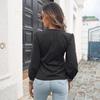 Chiffon Blouse Lace Tops Elegant Chic Women's Solid Color Long Sleeve V Neck Autumn Winter S-XL