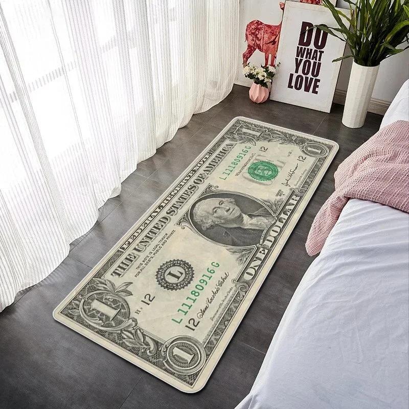 Creative Banknote Long Strip Floor Mat Soft And Anti-Slip Bedroom Bedside Blanket Bay Window Blanket Home Decoration