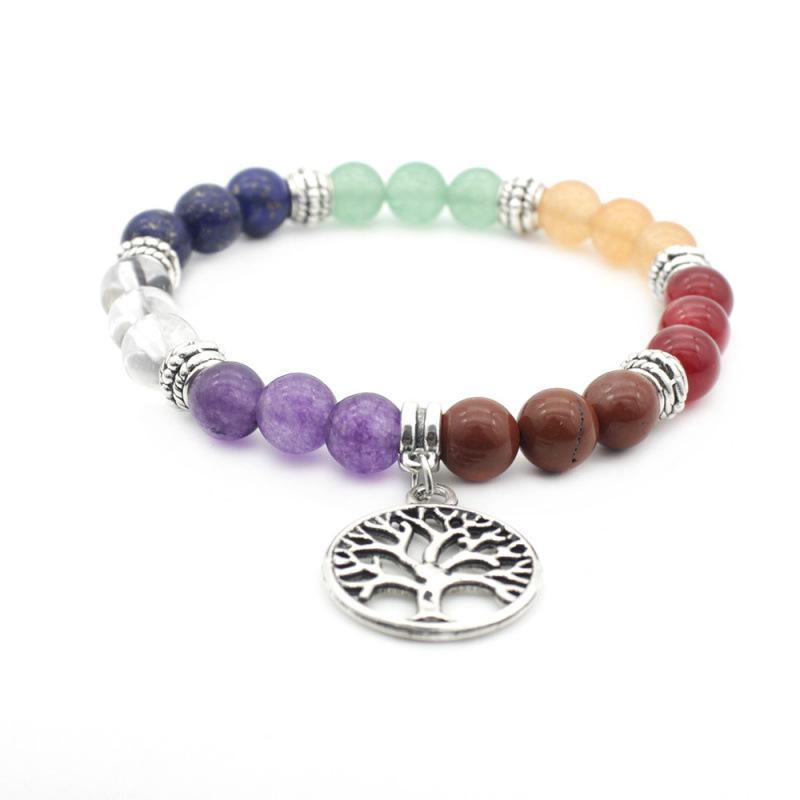 7 Chakra Beaded Yoga Bracelet - Round Wheel Design