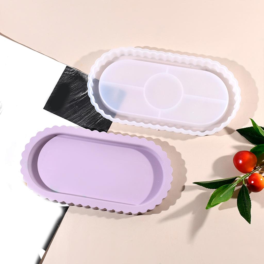 Formă Matriță Tavă Ovală Mare Robustă din Silicon pentru Rășină și Artizanat din Beton, Articole pentru Decorațiuni Interioare, Suport pentru Farfurii pentru Uz Zilnic