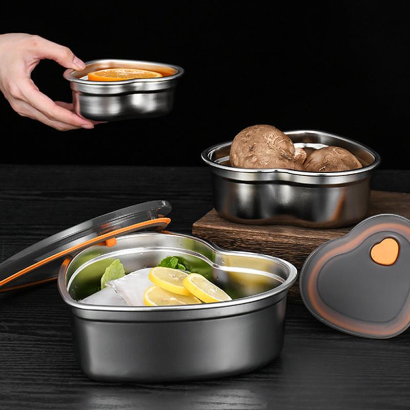 Hjerteformet matboks Bento-boks Forseglet Lekkasjesikker 304 Rustfritt Stål Matbeholdere Med Plast