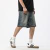 Summer Handmade Ink-splashed Monkey Spray-dyeed Shorts New Loose-washed Denim Five-point Pants