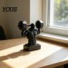 Fine 3D Printing Muscle Model Printed Man Figurine, Matte Black Realistic Iron-Lifting Shape Line Sculpture with Stable Base, Gym Decor