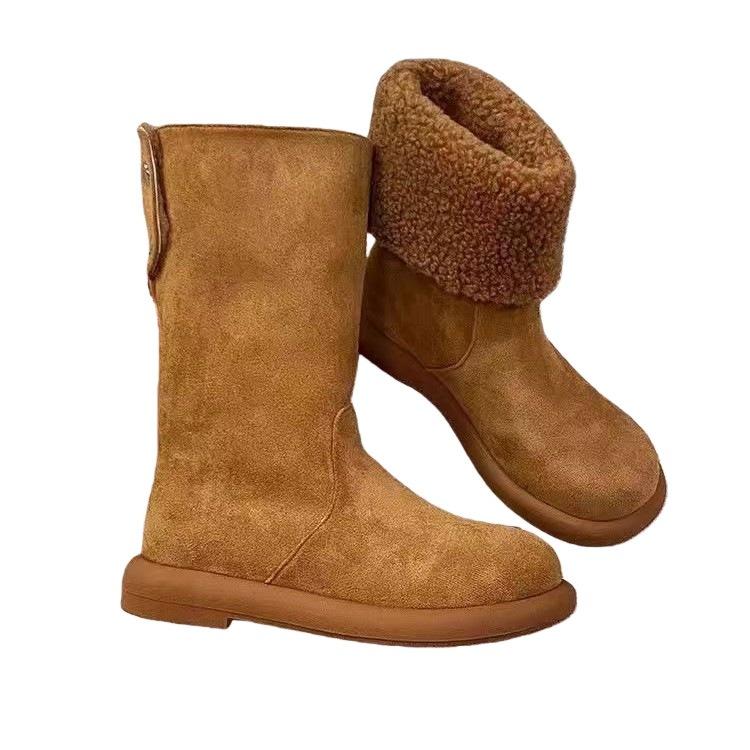 Fleece Thickened Comfortable Warm Snow Boots Suede Short Boots New Thick Heel Sleeve Martin Boots Fashion Boots