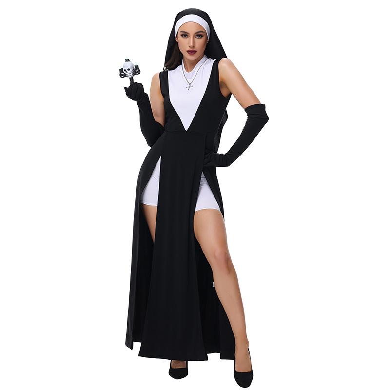 Sexy Nun Halloween Costume - European & American Style Virgin Mary Dress for Adults