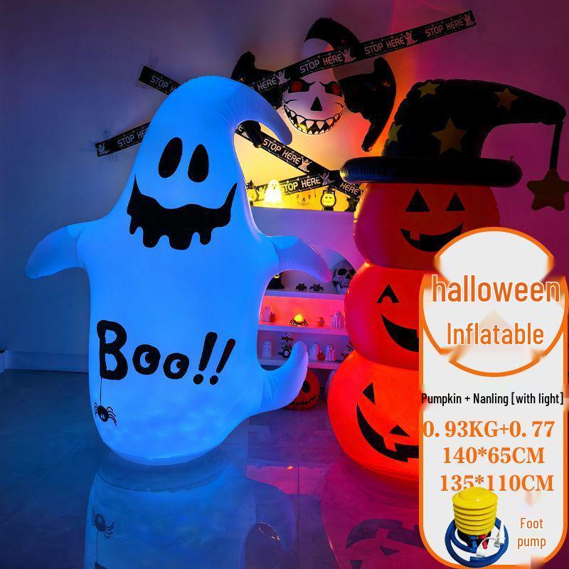 Halloween Inflatable Pumpkin Ghost Lantern Decoration Ornaments Costume Headwear